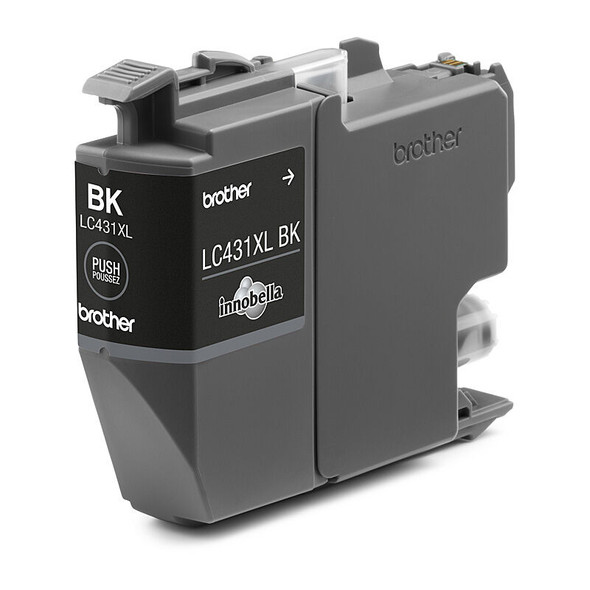 Brother LC-431XL black ink cartridge, gray color, large capacity, Brother logo visible on side and label.