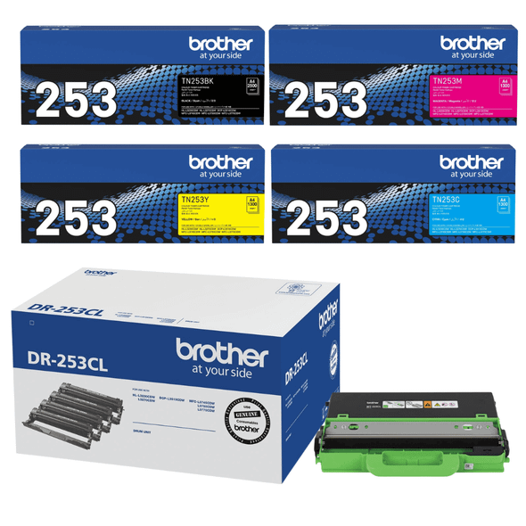 Brother TN-253 Full Set (4 Toners + DR-253CL Drum + WT-223CL Waste Pack)