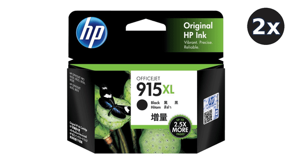 HP 915XL Black Ink Cartridge Twin Pack (2 x 3YM22AA)