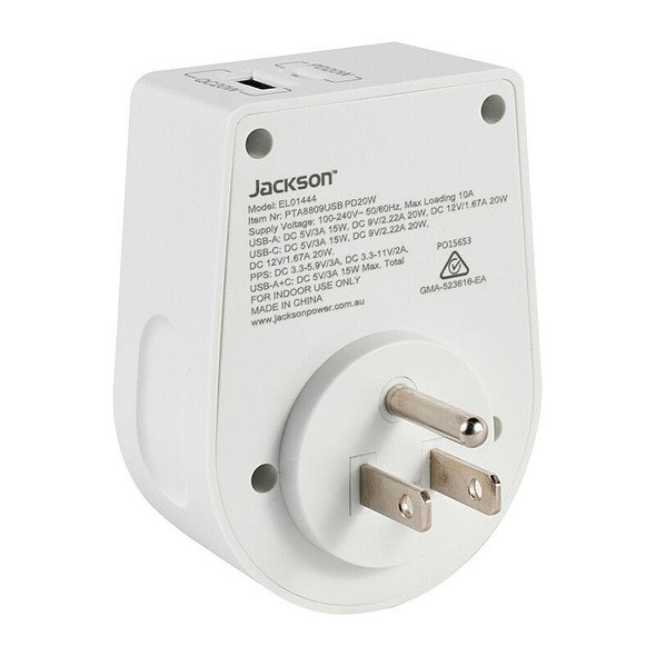 Jackson Outbound US/Canada Travel Adaptor with USB-C PD 20W