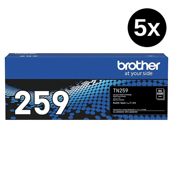 Brother TN-259BK 5 x Black Super High-Yield Toner Cartridge (Genuine)
