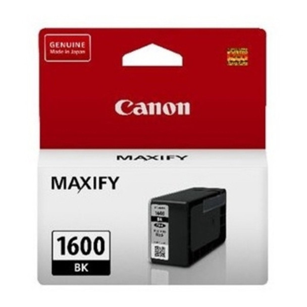 Canon PGI1600 Black Ink Tank, genuine Canon product packaging with MAXIFY label and product details.