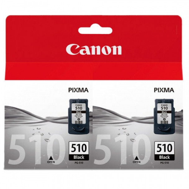 Canon PG510 Black Ink Cartridge packaging, original Canon product, black ink, PIXMA series.