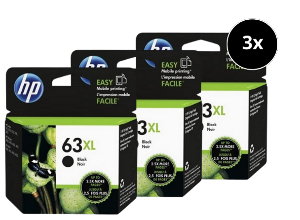 HP 63XL Ink Cartridge Value Pack  - Includes: [3 x Black]