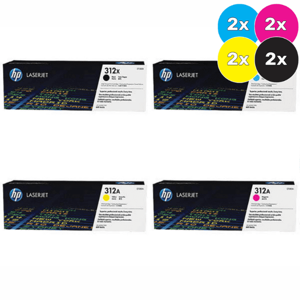 HP 312X Toner Cartridges Value Pack - Includes: [2 x Black, Cyan, Magenta, Yellow]