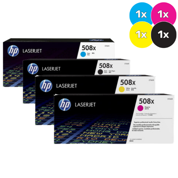 HP 508X Toner Cartridge High Yield (XL) - Includes: [1 x Black, Cyan, Magenta, Yellow]