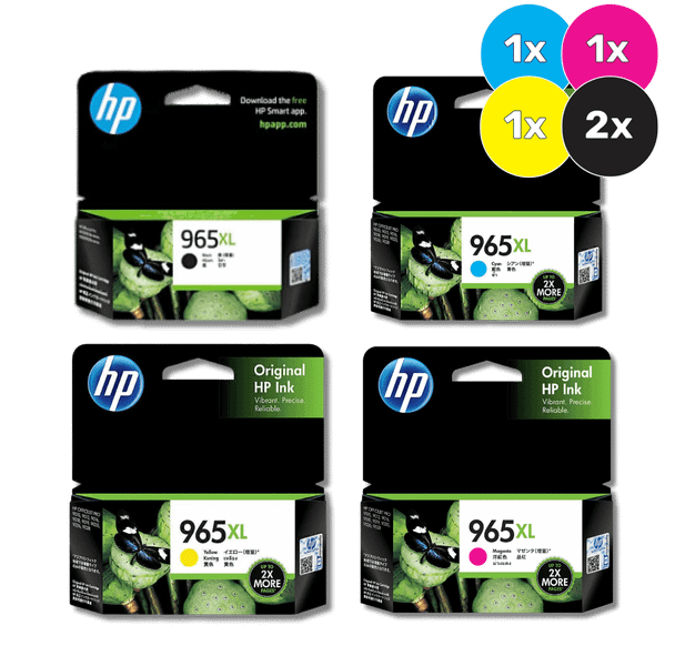 HP 965XL Ink Cartridge Value Pack - Includes: [2 x Black, 1x Cyan, 1x Magenta, 1x Yellow]