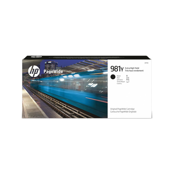 Genuine HP 981Y Black Pagewide Ink Cartridge, HP brand, black ink, original packaging.