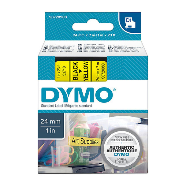 Dymo D1 Black on Yellow 24mmx7m Tape