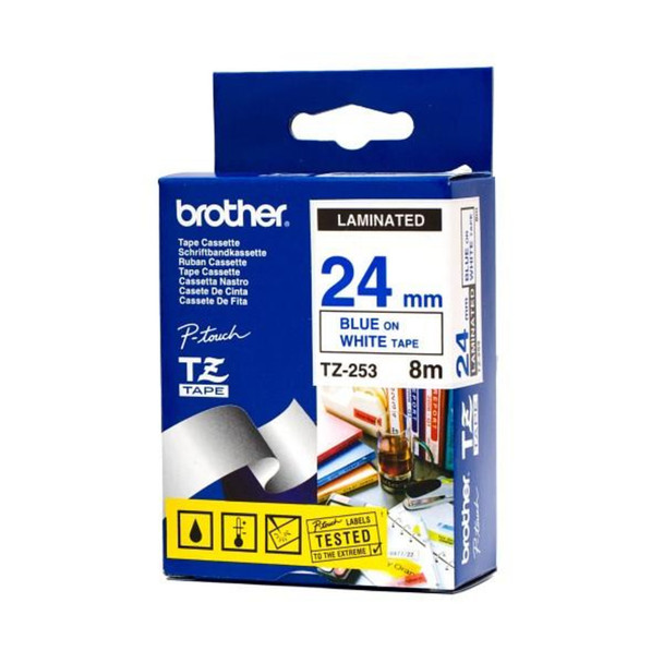 Brother TZ-253 24mm (Blue on White) Tape