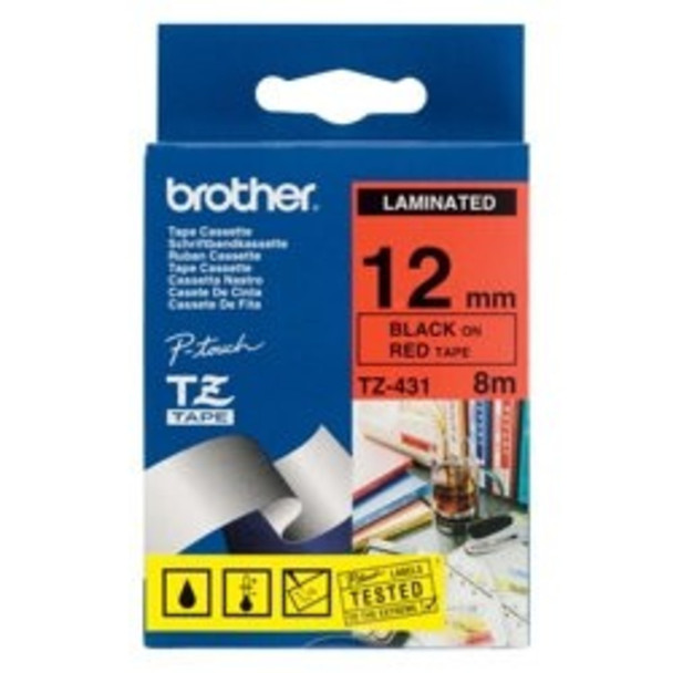 Brother TZ-431 12mm (Black on Red) Tape