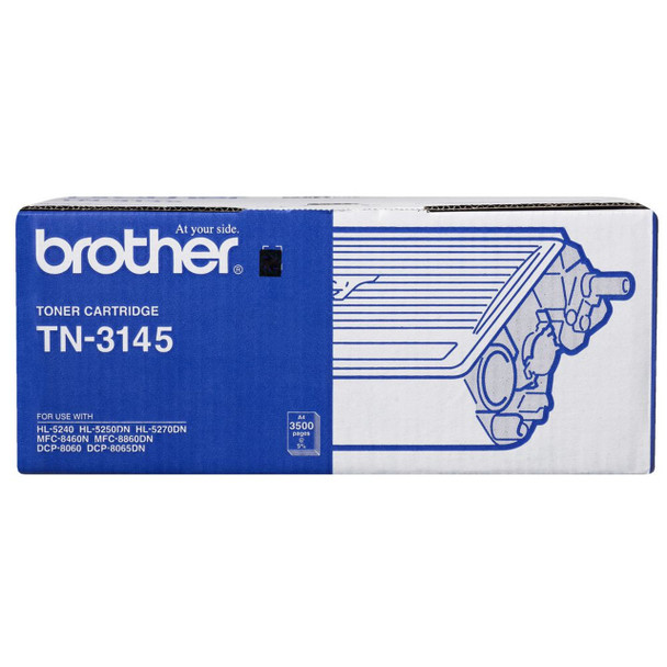 Brother TN3145 Toner Cartridge box with blue and white design and product illustration on packaging.