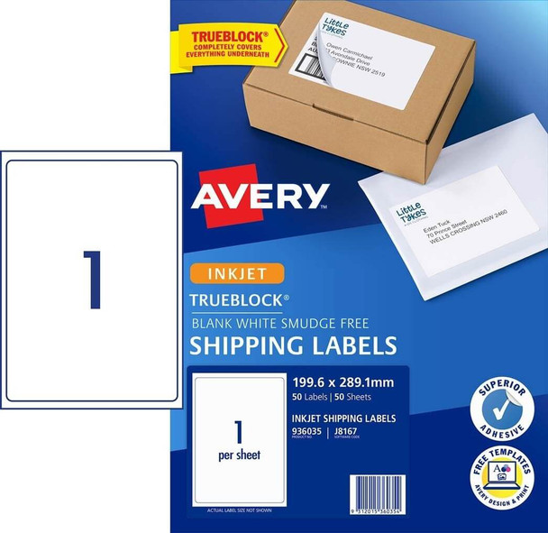 Avery White Address & Shipping Inkjet Labels - J8167 Pack of 50