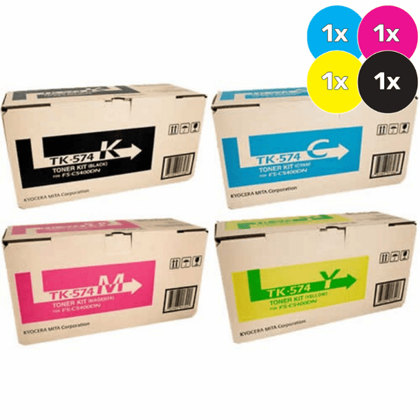 Kyocera TK-574 Toner Cartridges Value Pack - Includes: [1 x Black, Cyan, Magenta, Yellow]