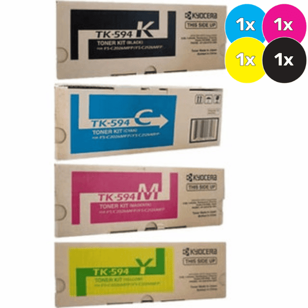 Kyocera TK-594 Toner Cartridges Value Pack - Includes: [1 x Black, Cyan, Magenta, Yellow]