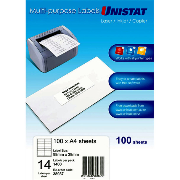 Universal LIP Label 14Up 98X38mm Pk100