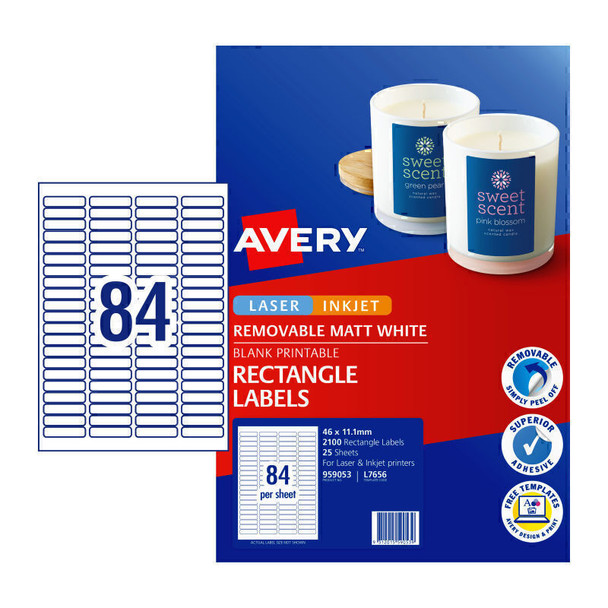 Avery Label Rmvb L7656REV 84Up Pk25