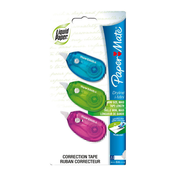 PaperMate LP DL i-Mini Correction Tape Pack of 3 Box of 6