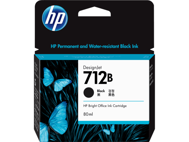 Genuine HP 712 Black DesignJet Ink Cartridge 80ml