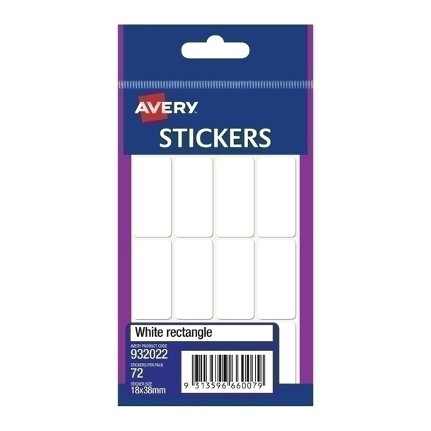 Avery White Rectangle Sticker 18x38 - Box of 10 | Premium Quality Labels