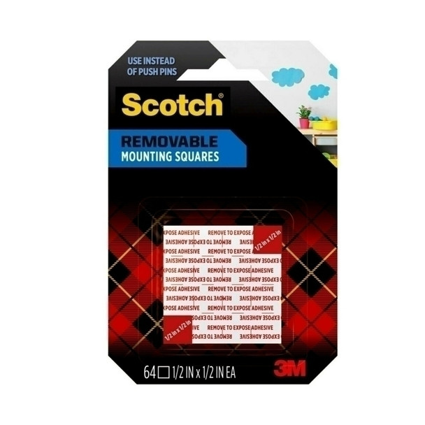 Scotch Mount Square 108SML - Pack of 64 (Box of 6) - Heavy Duty Adhesive Strips