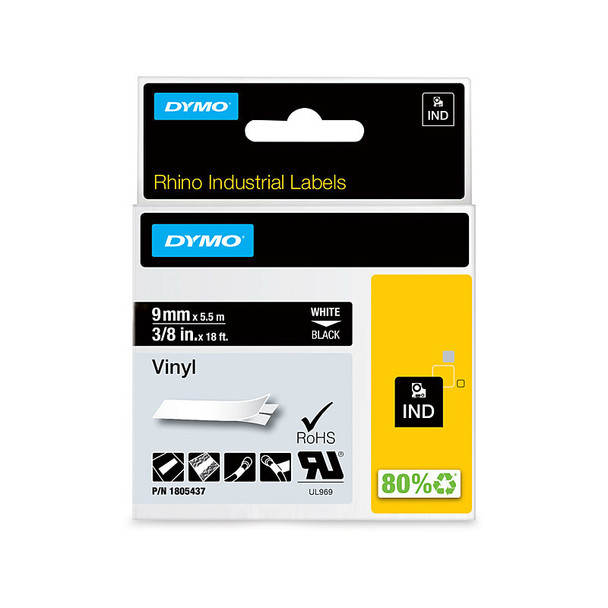Dymo Rhino Vinyl 9mm Tape Black - Industrial-Grade Labeling Solution