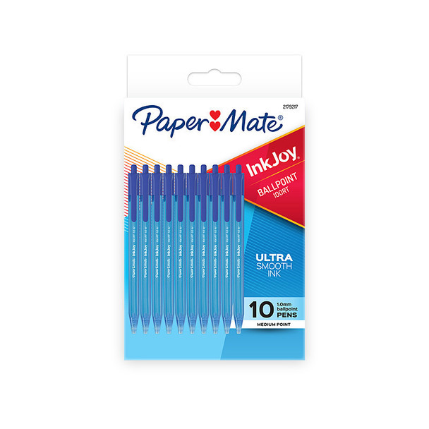 Paper Mate InkJoy 100RT Ballpoint Pens Blue - Pack of 10 - Box of 12