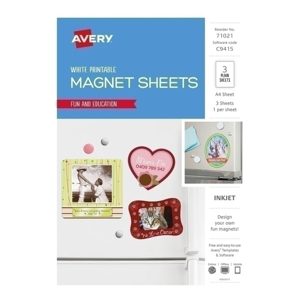 Avery Fridge Magnet IJ61 1UP - Pack of 3 - Box of 5 - Magnetic Labels