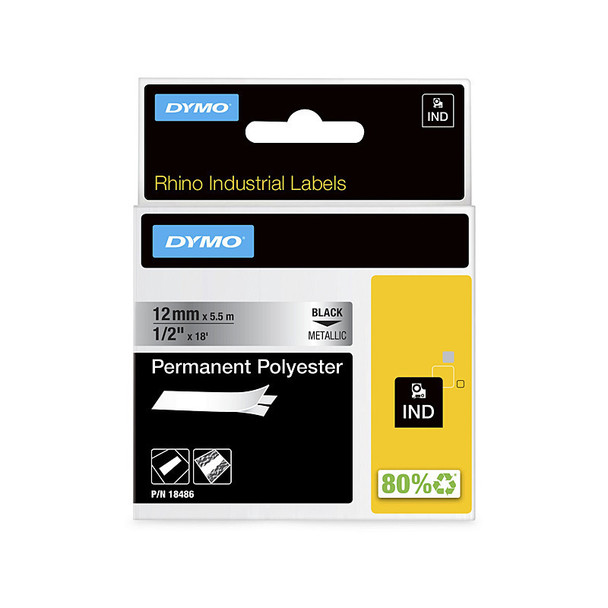 Dymo Rhino 19mm Permanent Poly Metalized Label Tape - Durable and Long-lasting