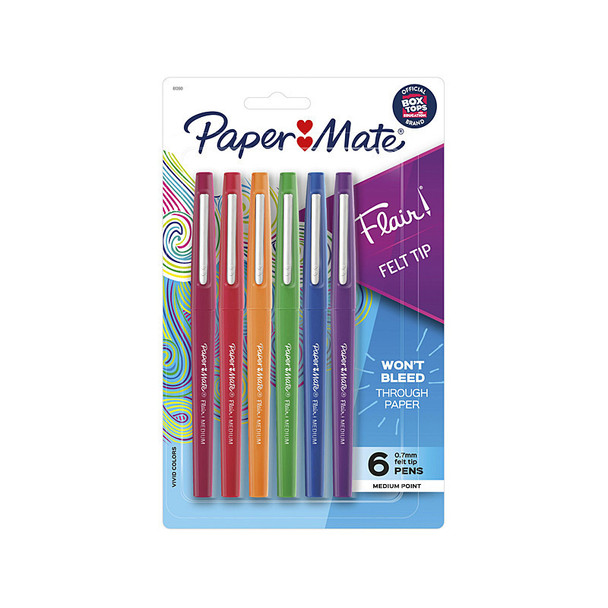 Paper Mate Flair Felt Tip Pastel Pens - Pack of 6