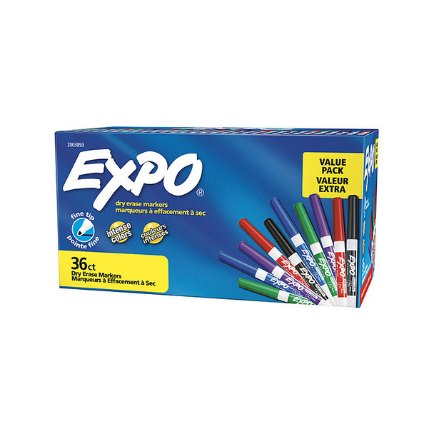 Expo Dry Erase White Board Marker Fine Tip - Assorted Colors - Box of 36