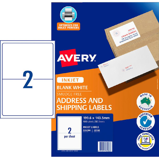 Avery QP Smudge-Free Inkjet Labels 63.5x46.6mm Pack of 50