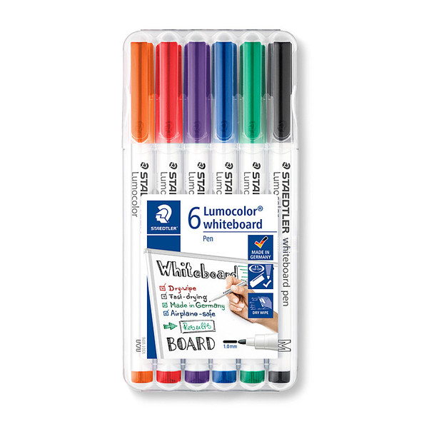 Staedtler Lumocolor Dry-Safe Whiteboard Markers - 6 Pack
