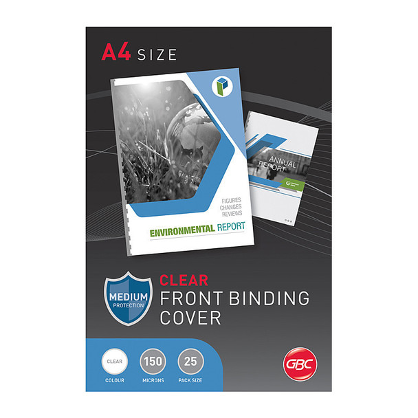 GBC Binding Cover A4 150 Micron Clear (Pack of 25)