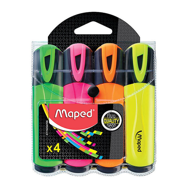 Maped Fluo Peps Highlighter (Wallet of 4)