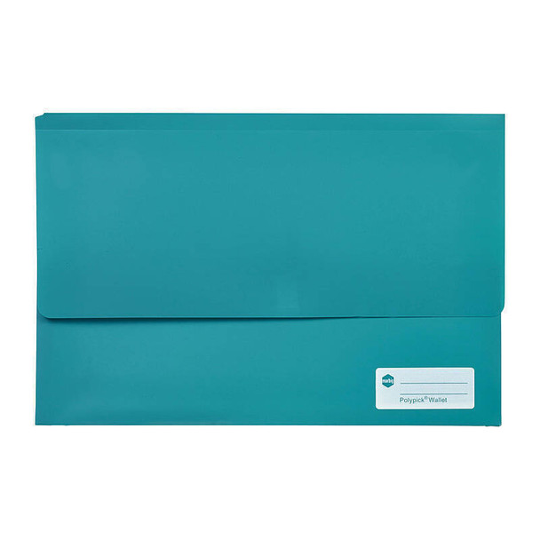 Teal Marbig Polypick Foolscap Document Wallet, Genuine, with label on bottom right corner.