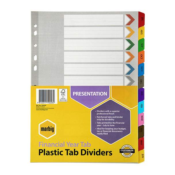 Marbig Indices &amp; Divider Financial Yr Tab Reinforced A4
