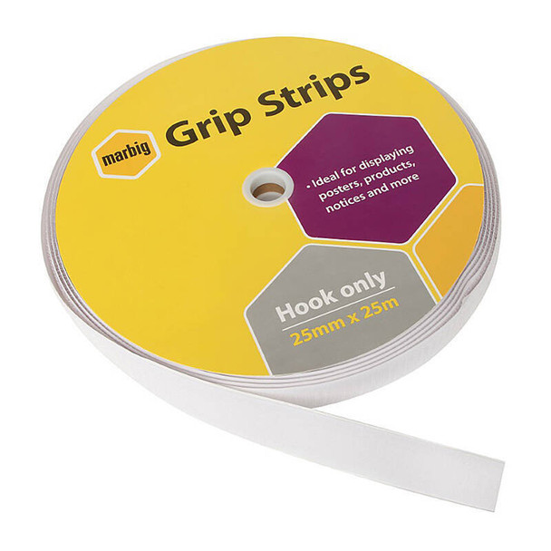Marbig Grip Strips Hook Only 25mmx25M Marbig Grip Strips Hook Only 25mmx25M