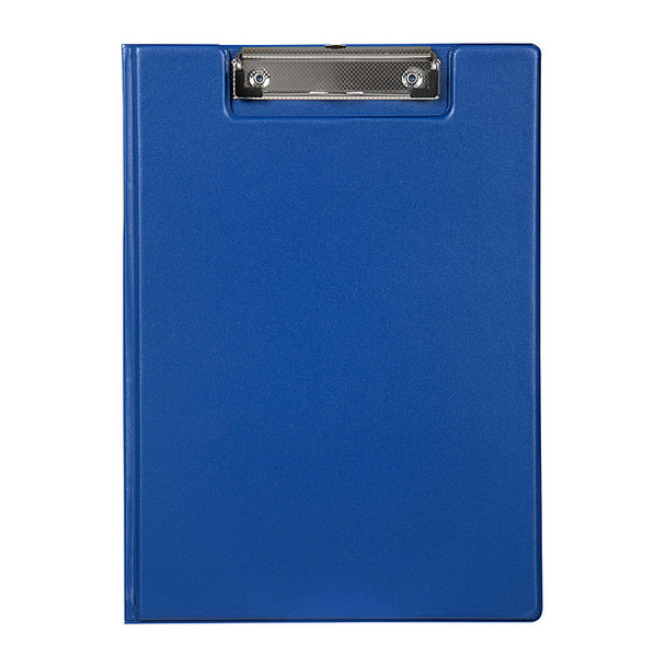 Marbig A4 Polypropylene Clipfolder in blue color with metal clip, genuine item, office supply.