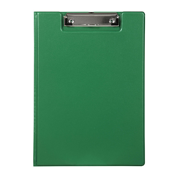 Green A4 Marbig polypropylene clipfolder, genuine original product with metal clip, shown in green color.