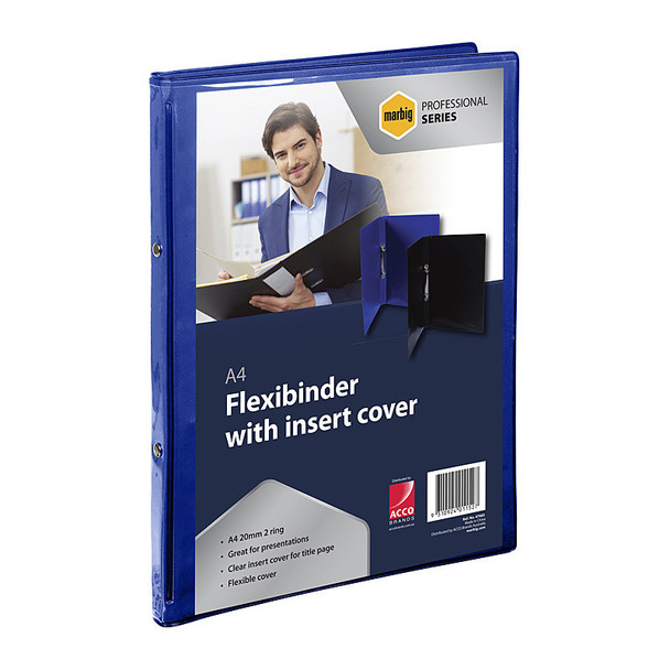 Marbig Professional Series A4 Blue 20mm Flexible 2R Binder