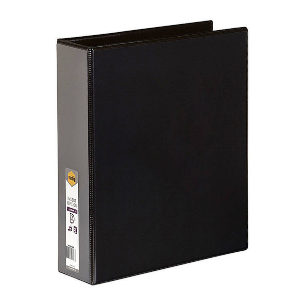 Marbig Clearview Insert Binder A4 50mm 3D Black Genuine binder standing upright with label visible.