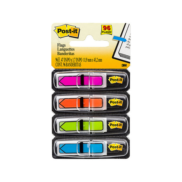 Post-It Arrow Flags Bright Colours 12 x 45mm (Pack of 4, Box of 6)