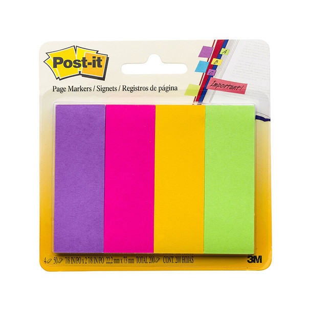 Post-It Page Markers Neon Colours 23 x 73mm (Pack of 200, Box of 6)
