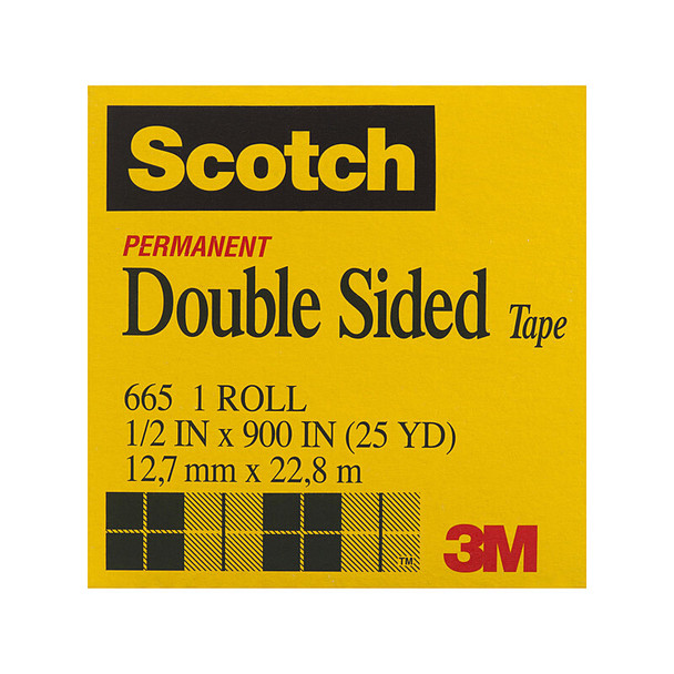 Scotch Double Sided Tape 665 12mm x 22.8m (Box of 12)
