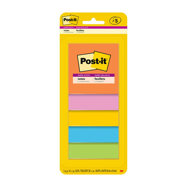 Post-It Super Sticky Notes Energy Boost 76 x 76mm (Pack of 5, Box of 6)