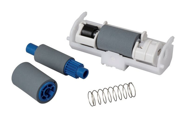 Feed Roller 1st Tray for B433/B513, gray and blue rollers with metal spring, white plastic holder.