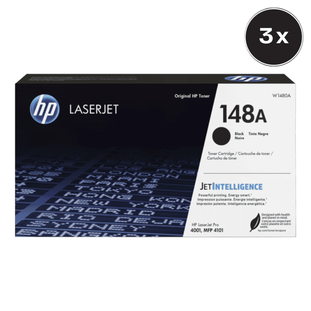 HP 148A Black Toner Cartridge - Three Pack
