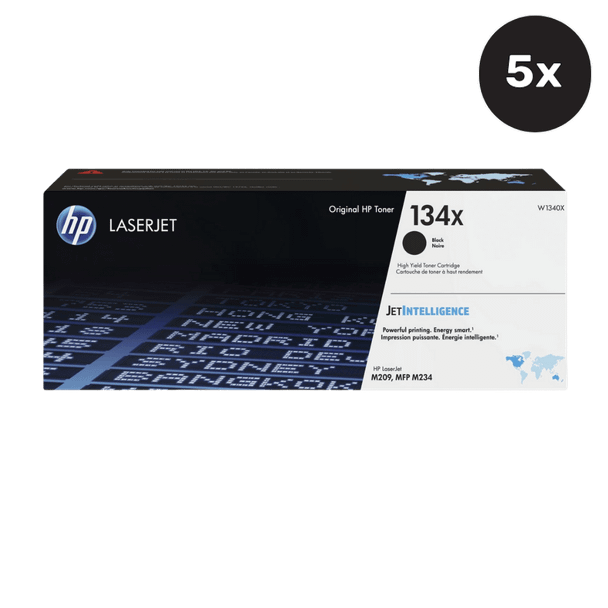 HP 134X Black Toner Cartridge - Five Pack