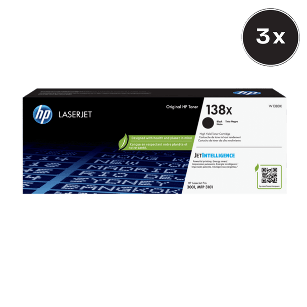HP 138X Black Toner Cartridge - Three Pack